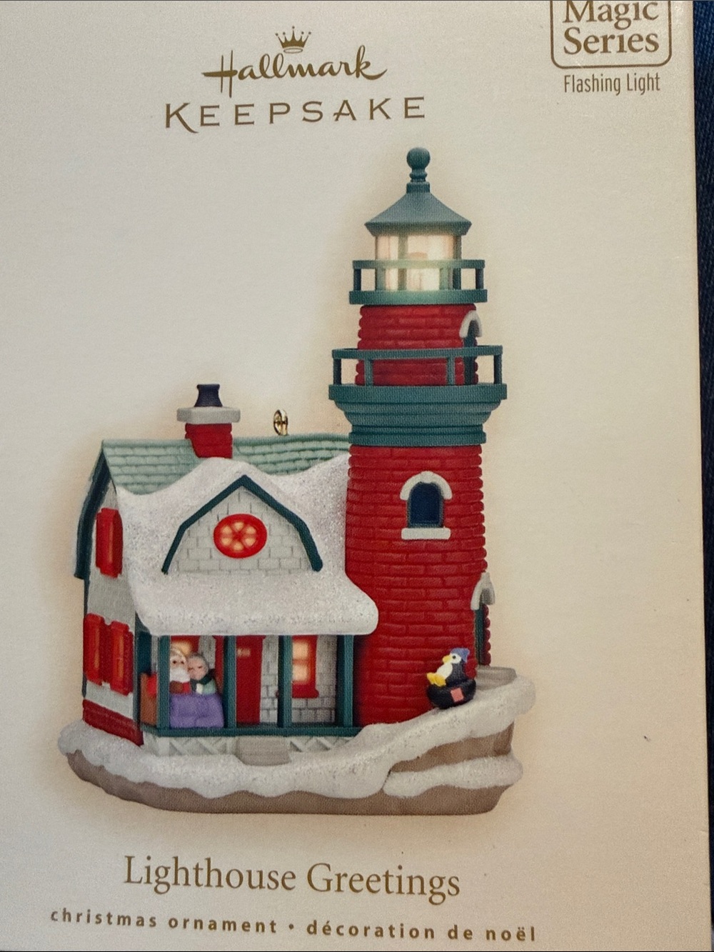 NWT Hallmark keepsake lighthouse Greetings Christmas ornament Magic series .